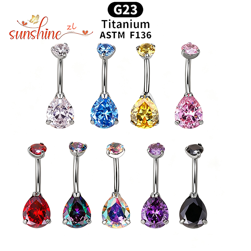 1PC G23 티타늄 지르콘 젬 커브드 바벨 링 배꼽  - Body Jewelry Barbell 리뷰 및 가격