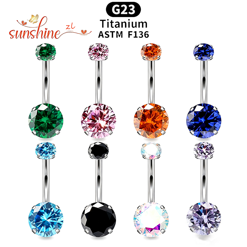 1PC G23 티타늄 지르콘 젬 커브드 바벨 링 배꼽  - Body Jewelry Barbell 리뷰 및 가격