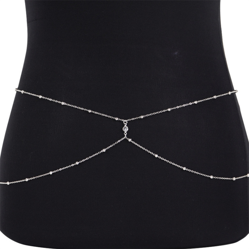 여성용 클리어 라인석 비즈 밸리 체인, 골드 실버 컬러 - Body Jewellery 리뷰 및 가격
