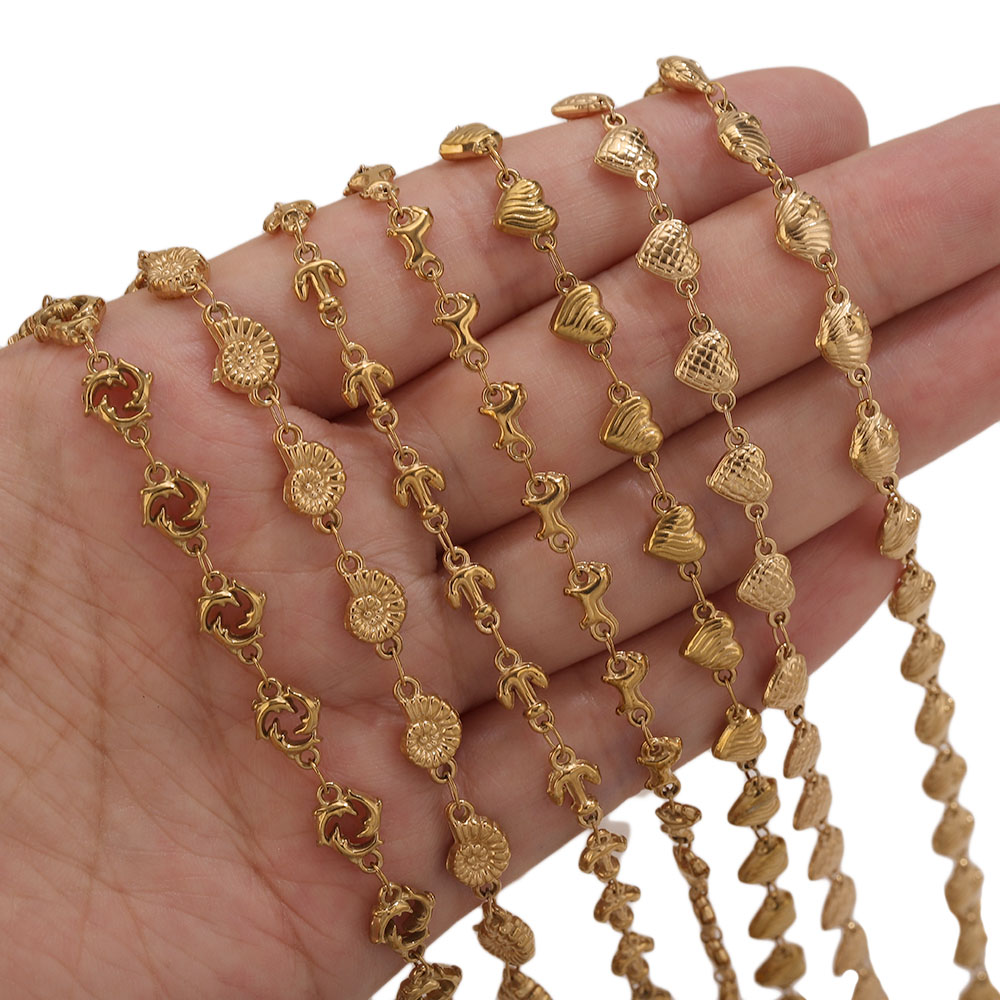 1M PVD 골드 스테인리스 스틸 하트 별 꽃 링크 케 - Body Chain Jewelry 리뷰 및 가격