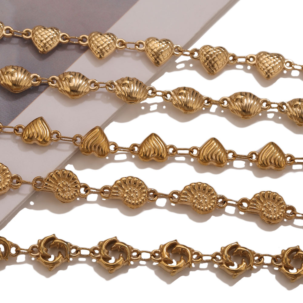 1M PVD 골드 스테인리스 스틸 하트 별 꽃 링크 케 - Body Chain Jewelry 리뷰 및 가격