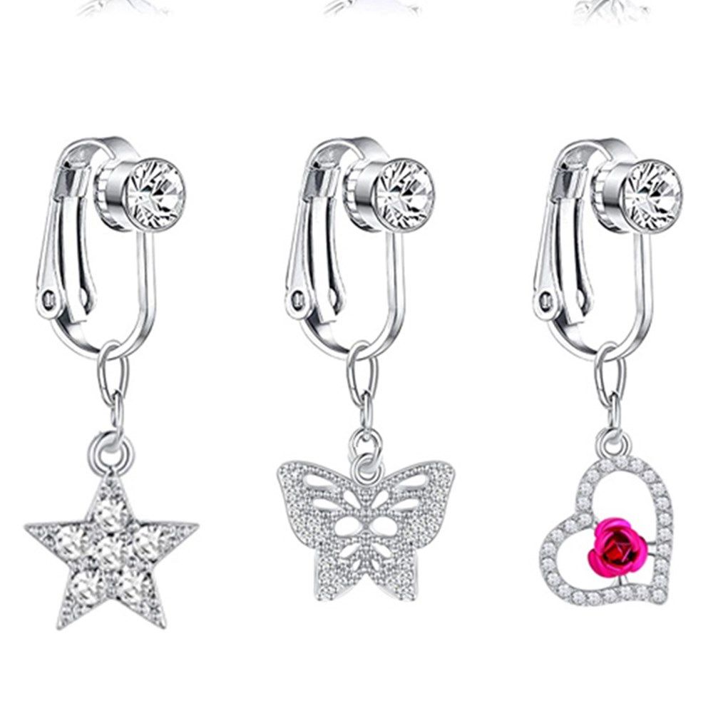 패션 여성 배꼽 링 비피어싱 연골 클립 네이블 링 가짜 - Body Jewelry And Piercing 리뷰 및 가격