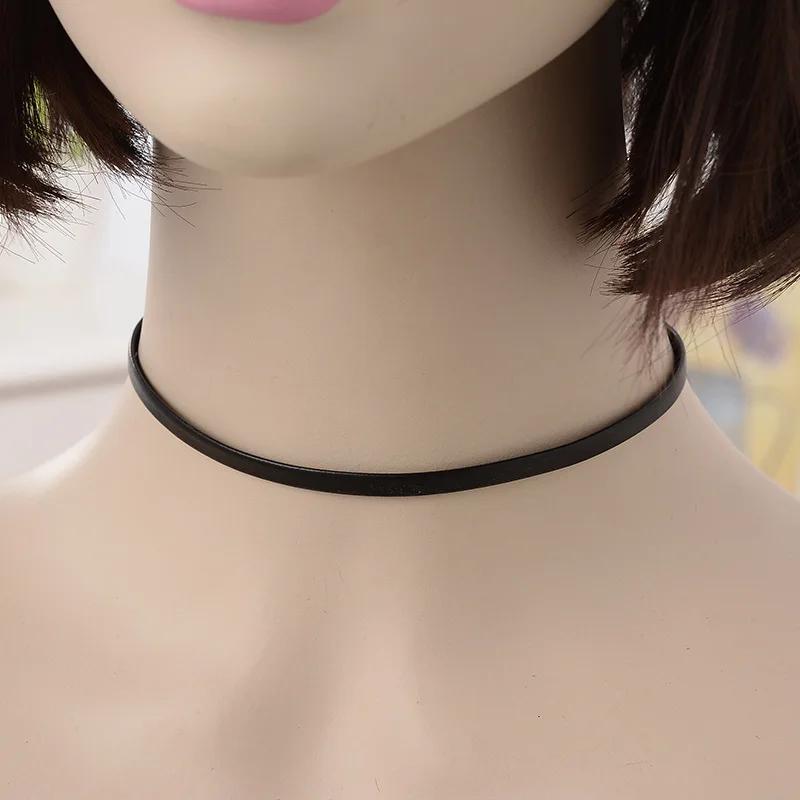 여성용 블랙 PU 목걸이, 0.5cm 너비 장식 밴드, - Body Jewelry Goth 리뷰 및 가격
