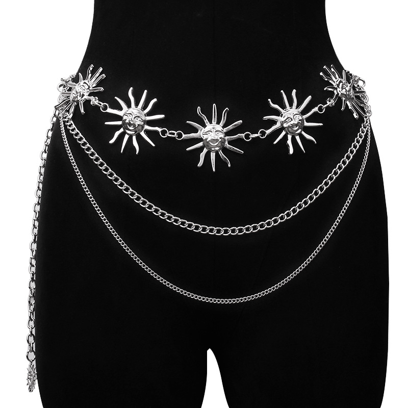 두꺼운 멀티 레이어 펑크 고딕 문 썬 허리 체인 메탈  - Body Jewellery 리뷰 및 가격