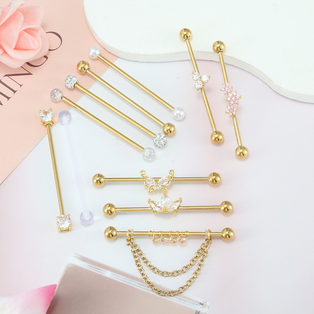 금도금 산업용 피어싱 쥬얼리 38mm 스테인리스 스틸  - Body Jewelry Barbell 리뷰 및 가격