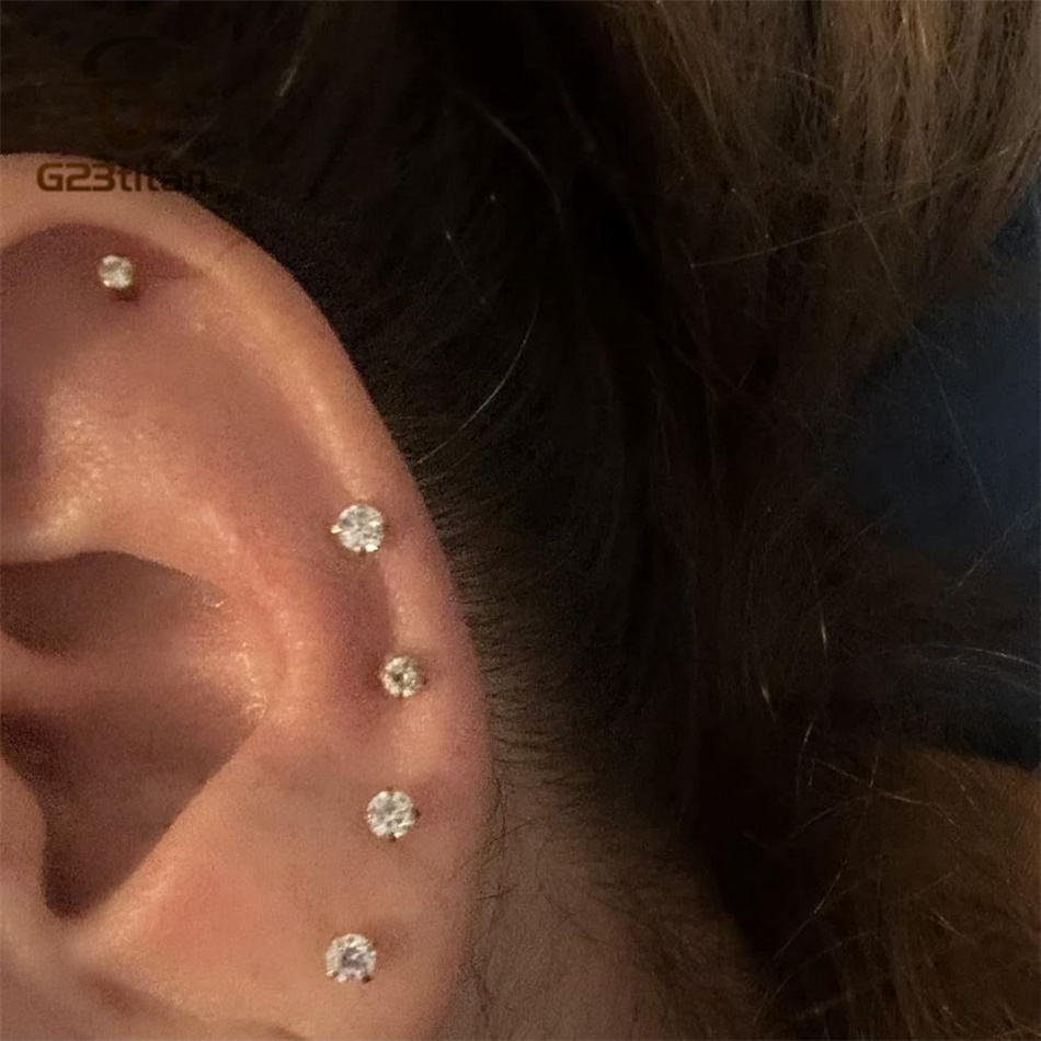 2피스 G23 티타늄 푸쉬인 귀걸이 플랫 백 20G 1 - Tragus Flat Back 리뷰 및 가격