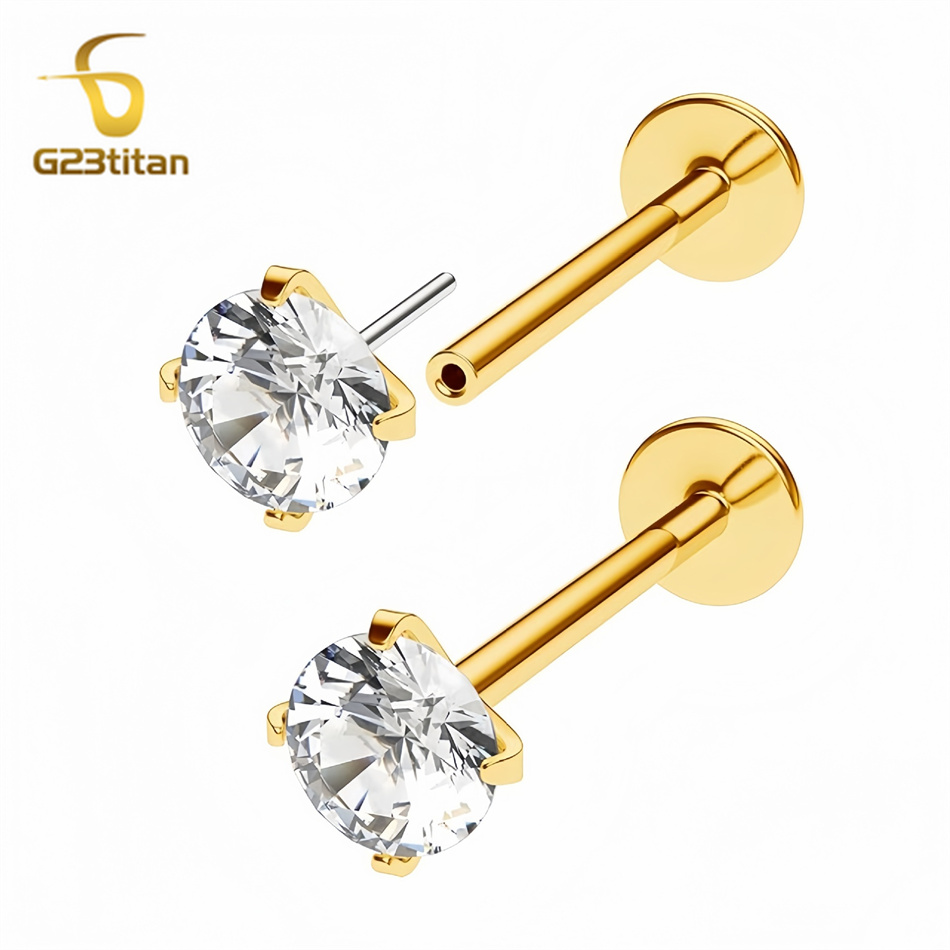 2피스 G23 티타늄 푸쉬인 귀걸이 플랫 백 20G 1 - Tragus Flat Back 리뷰 및 가격
