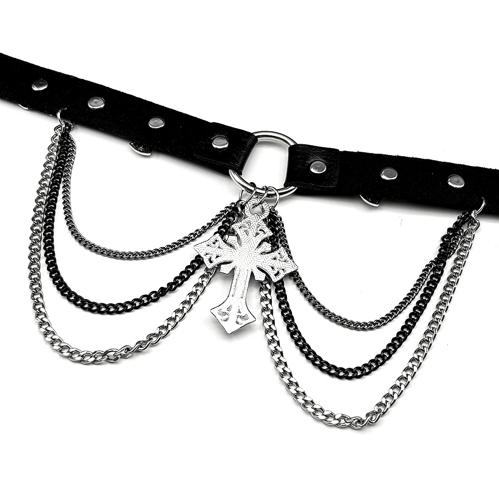 고딕 펑크 크로스 멀티 레이어 체인 PU 가죽 초커 목 - Body Jewelry Goth 리뷰 및 가격
