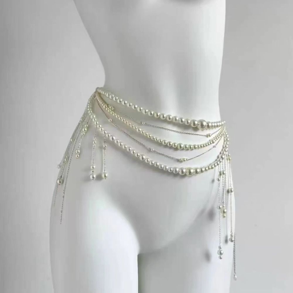 패션 우아한 진주 허리 체인 허리 액세서리 다용도 플로 - Body Jewellery 리뷰 및 가격
