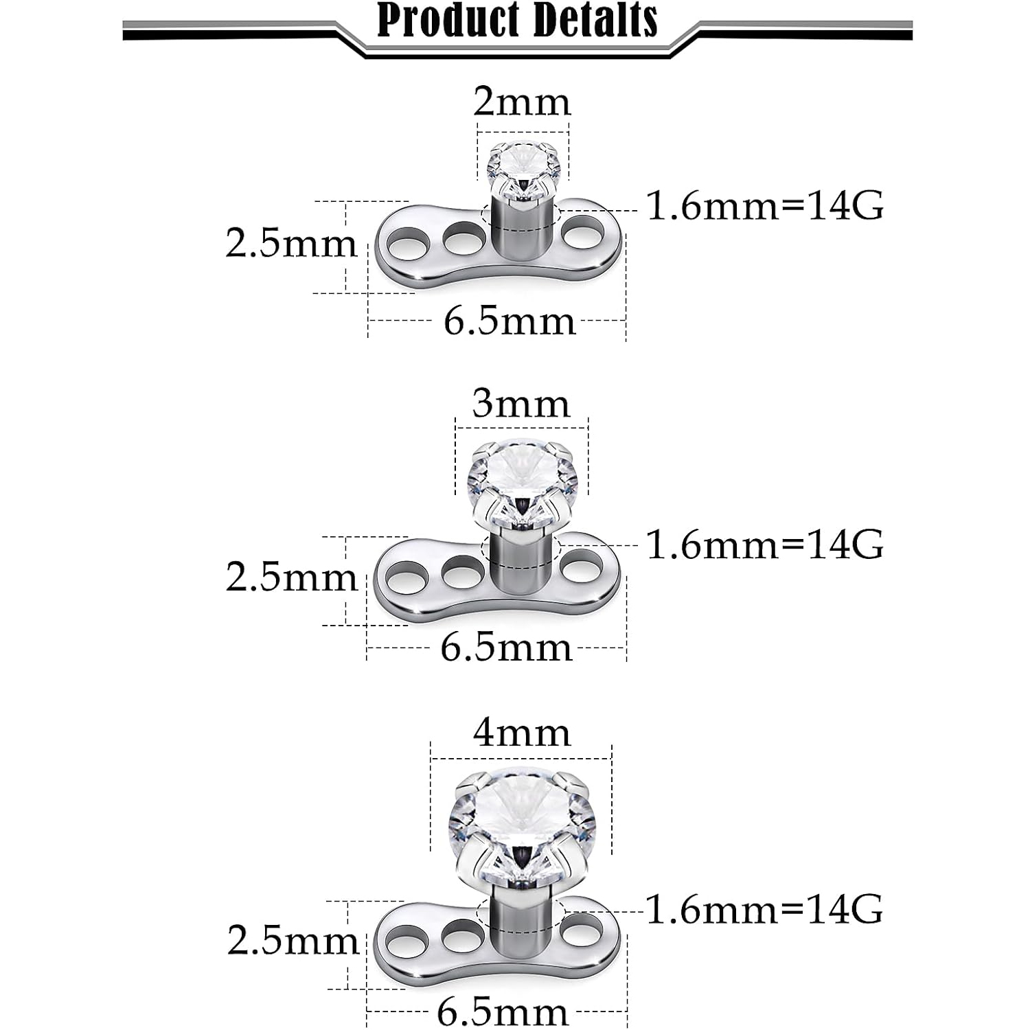 14G G23 티타늄 피부 Piercing 보석 내부로 - Body Jewelry Implant Grade Titanium 리뷰 및 가격