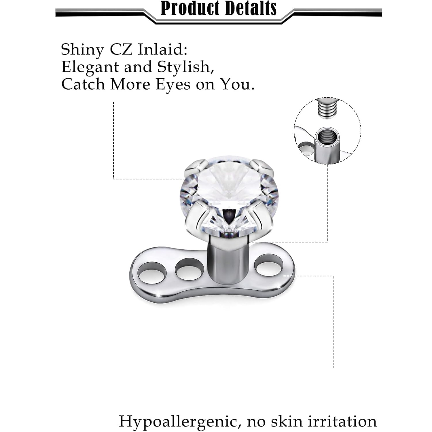 14G G23 티타늄 피부 Piercing 보석 내부로 - Body Jewelry Implant Grade Titanium 리뷰 및 가격