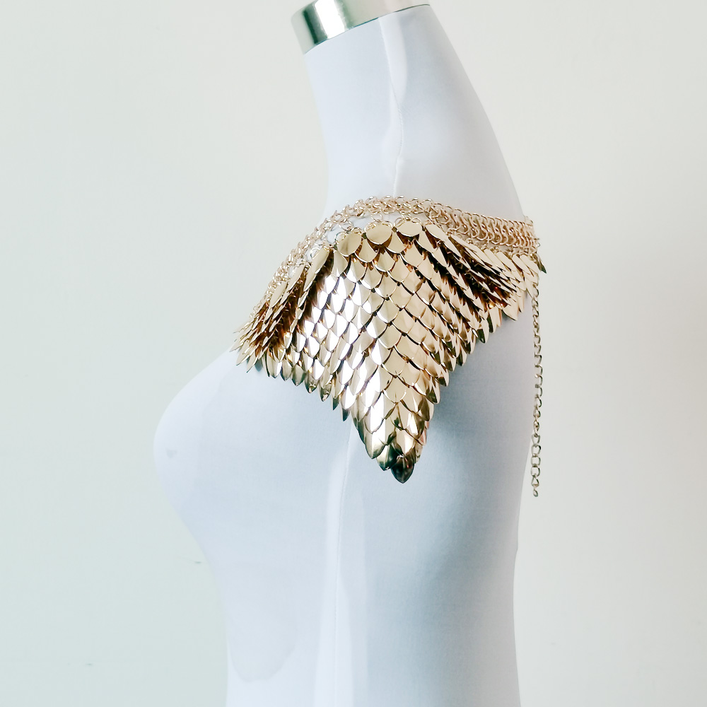 고딕 골드 드래곤 스케일 숄더 체인 바디 주얼리 - 펑 - Body Jewelry Goth 리뷰 및 가격