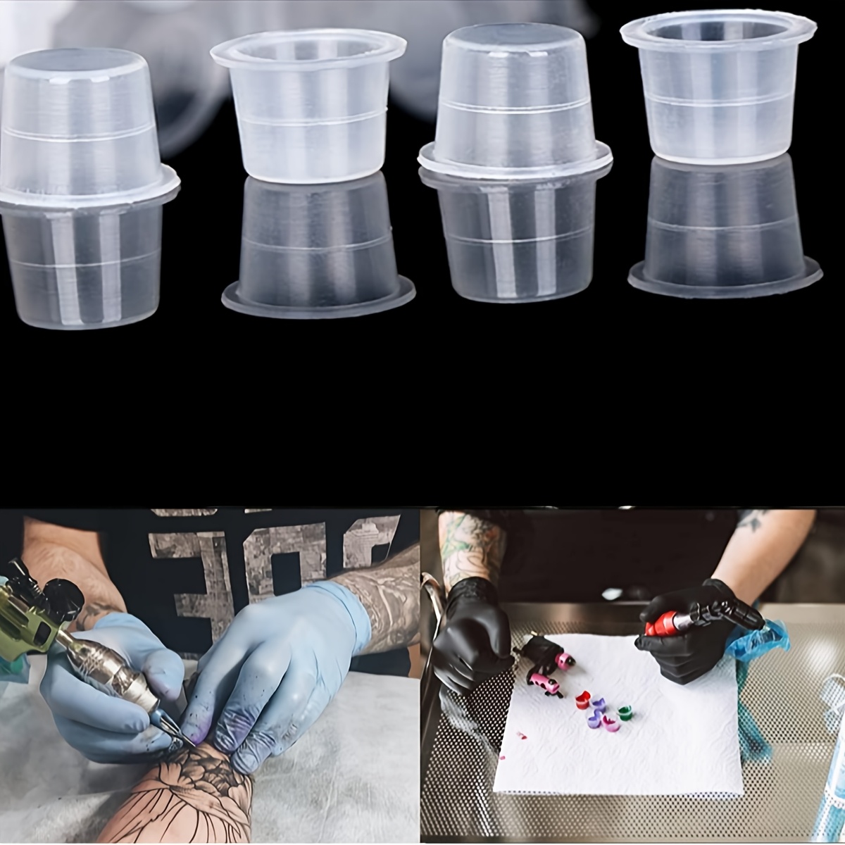 100/1000개 타투 대형 중형 소형 잉크 색소 컵  - Body Jewelry Tattoo 리뷰 및 가격