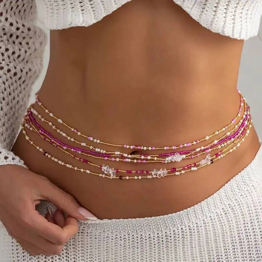시신 6종 세트 보헤미안 스타일 화려한 쌀알 비즈 허리 - Body Chain Jewelry 리뷰 및 가격