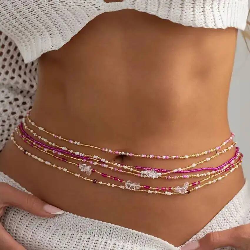 시신 6종 세트 보헤미안 스타일 화려한 쌀알 비즈 허리 - Body Chain Jewelry 리뷰 및 가격